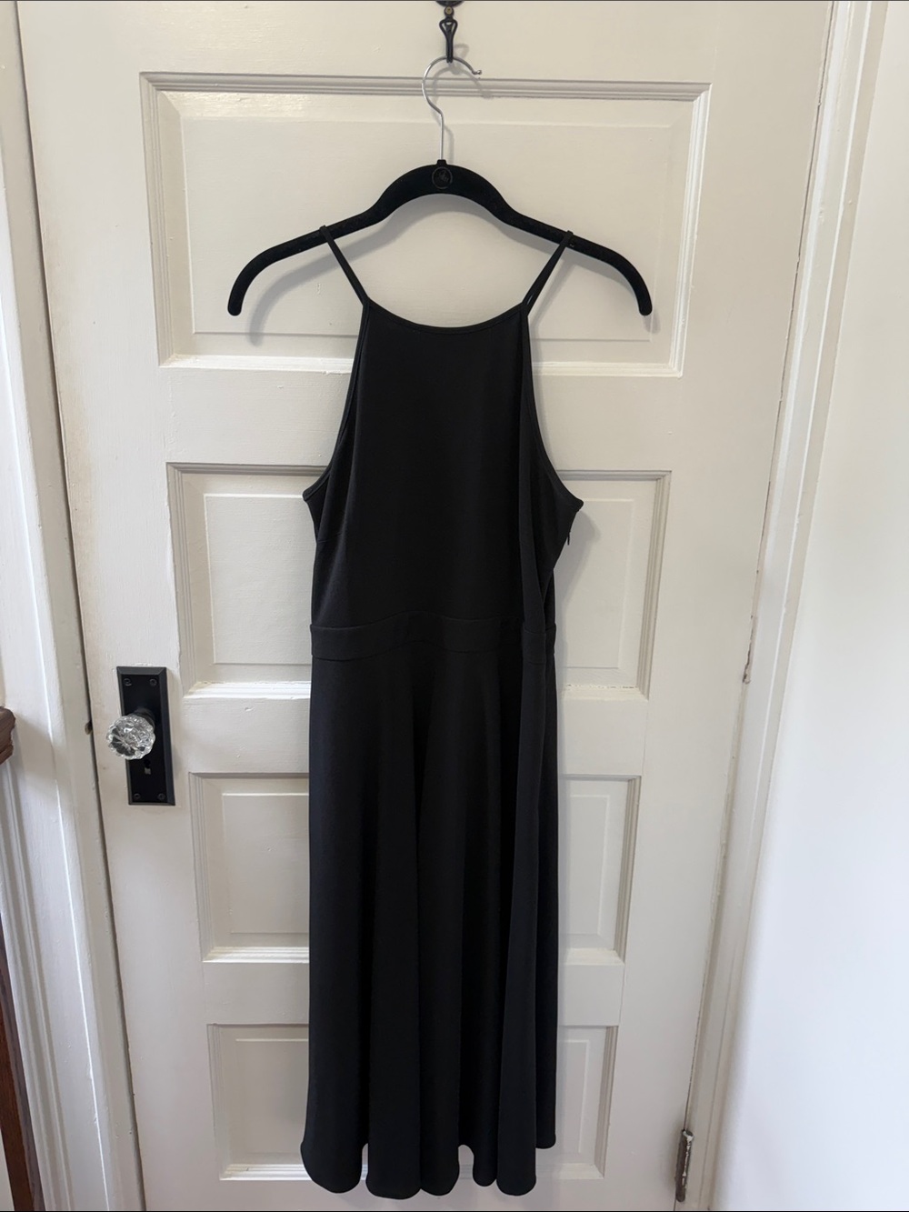 Ann Taylor Black Midi Spaghetti-Strap Dress
